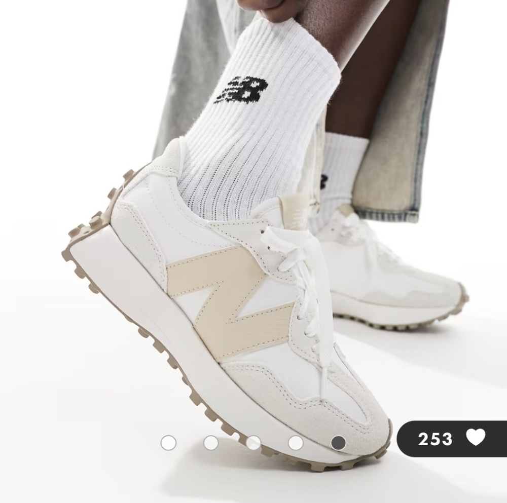 New Balance 327 In Off White With Beige Detail